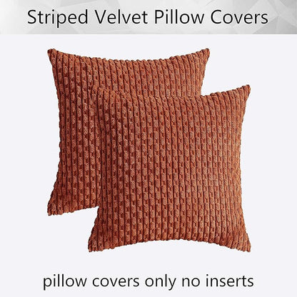 Kevin Textile 2 Packs Fall Boho Decorative Throw Pillow Covers 18x18 Inch for Living Room Couch Bed Sofa Rustic Modern Farmhouse Home Decor Soft Corduroy Square Cushion Case, Rust