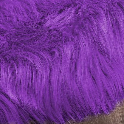 Latepis Round Fluffy Rug 5ft Purple Circle Rugs for Living Room Faux Sheepskin Furry Fur Rugs for Bedroom Boho Washable Room Rug Teen Room Décor