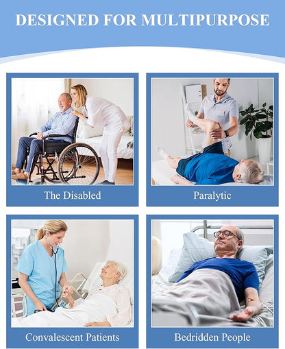 SPRING SEAON Patient Positioning Bed Pad with Handles – Transfer & Slide Sheet for Elderly Care, Waterproof Washable Draw Sheet for Hospital or Home Use, 46.5" x 38.5", 450 LBS Support,Blue