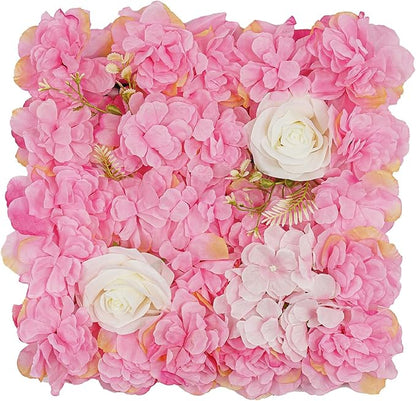 12Pcs Artificial Flower Wall Panel 3D Floral Backdrop Walls15 X 15" Flower Wall Decor Panel Flower Backdrop for Party Home Background Decor, Pink