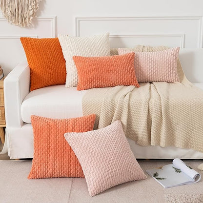 Kevin Textile Valentines Day 12x20 Inch Pillow Cover 1 Pack Boho Decorative Soft Striped Corduroy Lumbar Farmhouse Accent Rectangle Cushion Case for Living Room Couch Sofa Bed, Light Pink