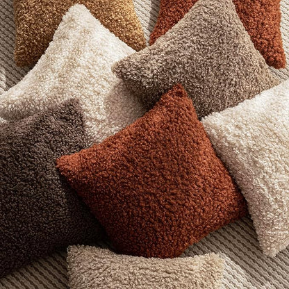 Foindtower 2 Pieces 26x26 Inch Hazel Brown,Faux Fur Throw Pillow Cover Accent Sherpa Furry Pillow Covers Fuzzy Soft Pillowcases Cozy Sheepskin Decorative Fleece Cushion Case for Bed Couch Living Room