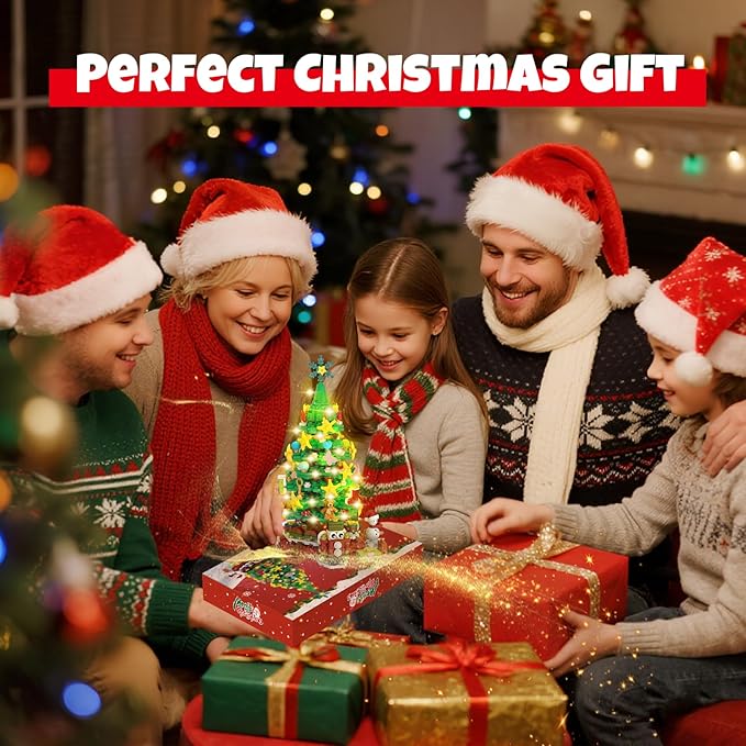 Advent Calendar 2025 Christmas Building Blocks Kit - Christmas Paradise Building Set with LED Light,24 Days Countdown Toys Building Set for Teen Boys Girls Gifts