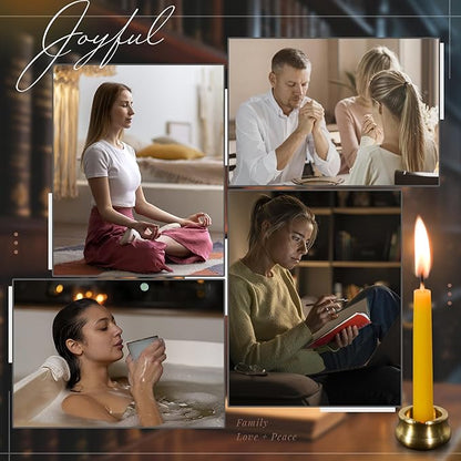 40 PCS 30 Minute Beeswax Taper Candles Natural Smokeless Mini Pure Beeswax Candles with Brass Candle Holders for Home Meditation Prayer