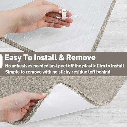 PURE ERA Carpet Stair Tread Landing Mat Area Rug Ultra Plush Shag Soft Non Slip Skid Resistant Tape Free Indoor Doormat Washable Reusable Cream Gray 2' X 3'