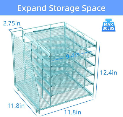 gianotter Desk Organizers and Accessories, 6-Tier Paper Organizer with File Holder, Document Organizer, Office Decor, Home Office Essentials (Blue)