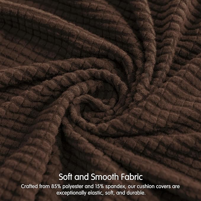 CHUN YI 3 Piece Couch Cushion Covers for XL-Sofa Seat Slipcovers Suitable with Spandex Jacquard Washable Fabric (3 Piece XL-Sofa Cushion Covers, Chocolate)