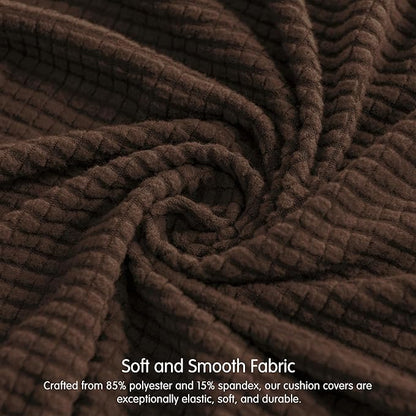 CHUN YI 2 Piece Couch Cushion Covers for Sofa Seat Slipcovers Suitable with Spandex Jacquard Washable Fabric (2 Piece Sofa Cushion Covers, Chocolate)
