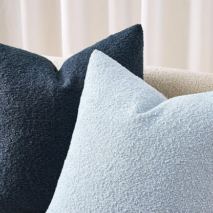 ANRODUO Pack of 2 Textured Boucle Throw Pillow Covers Soft Navy Blue Euro Decorative Accent Solid Pillow Cases Cozy Modern Couch Cushion Case for Bed Sofa Bedroom Living Room Home Decor, 26 x 26 Inch