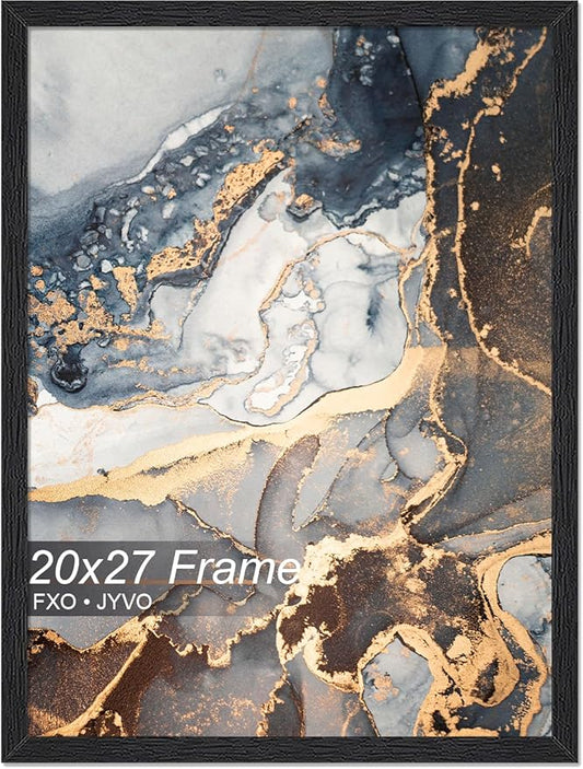 Engineered Wood 20x27 Frame, Black Picture Frame for 20 x 27 Inch Poster Puzzle Photo, Light Weight 20 by 27 Poster Frame with Wood-grain for Wall - 1 Pack/Black/20 x27