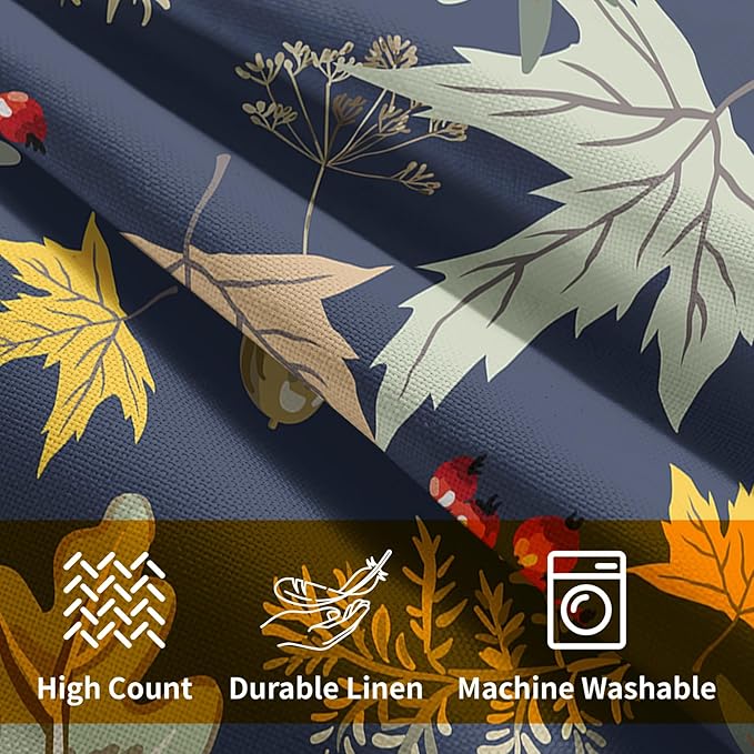 Bird Fall Pillow Covers 24x24 Set of 6 Navy Autumn Leaf Animal Print Pillow Cases Mushroom Acorns Pattern Outdoor Decorative Holiday Cushion Cover Rustic Decoration Farmhouse Home Sofa Couch Bed Decor
