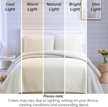 Southshore Fine Living, Inc. Full/Queen Size Quilt Bedding Set, Wrinkle-Free Stain & Pet Hair Resistant Bedding, Coverlet Bedspreads Queen Size/Full Size Bedspread with 2 Pillow Shams, Cream