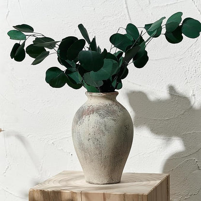 SIDUCAL Ceramic Vintage Flower Vase | 9 Inch Large Pottery Rustic Farmhouse Boho Vase for Home Decor, Table, Living Room, Bathroom, Coffee Desk, Shelf, Mantel Decoration, Wedding, Terra