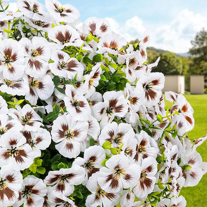 Artificial Flowers, 24 Bundles, Decorative Bouquets for Home, Wedding, Garden, Office Decor (White)