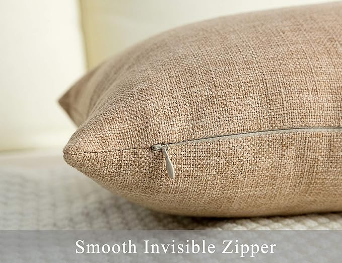 Stellhome Rectangle Farmhouse Burlap Throw Pillow Covers Solid Linen Pillowcase for Bed Couch Sofa Bench, Set of 2, 12 x 20 inch (30 x 50 cm), Natural Linen