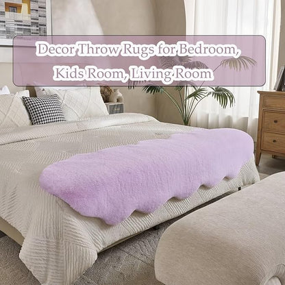 1700GSM Fuzzy Faux Sheepskin Fur Area Rug,Extra Soft Faux Fur Mat,Fluffy Shaggy Fur Rug for Bedroom Living Bedside Rug Room Decor-Lavender, 4 x6 ft