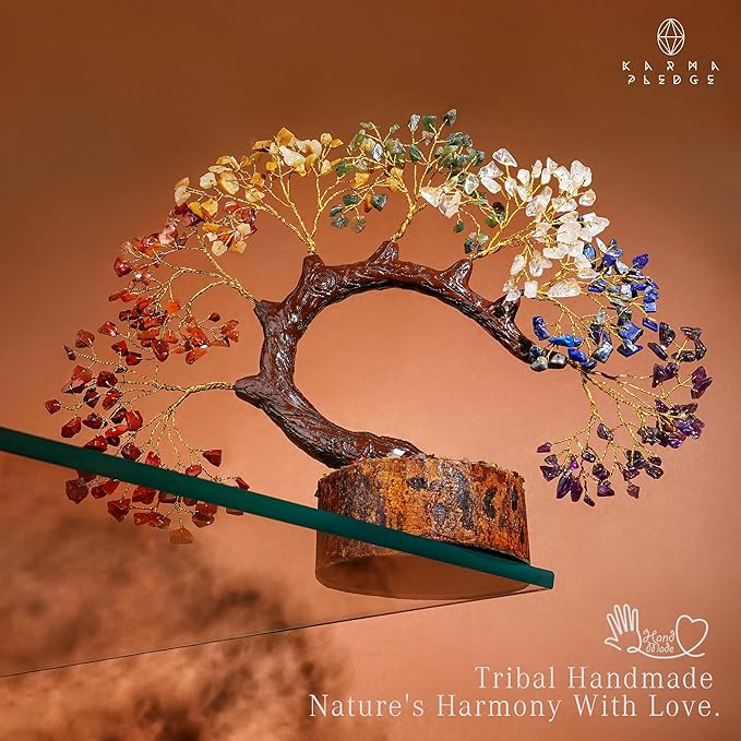 7 Chakra Crystal Tree of Life for Home, Office Desk Decor, Handmade Bonsai Trees for Positive Energy, Money, Good Luck Birthday Gifts for Women, Mom