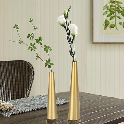 Vixdonos 10.5/8.5 inch Gold Metal Vase Small Dried Flower Vase Set of 4 Taper Vase for Wedding Table Centerpiece Decorations, Home Decor