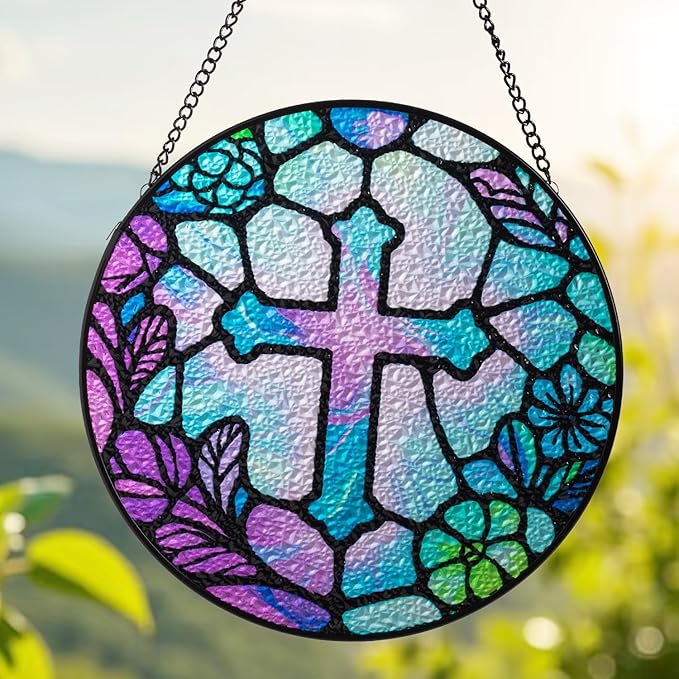 Sun Catcher Stained Glass Window Hanging 8 inch Suncatcher Wall Art Home Decor Sun Catchers Decoration for Garden Home Housewarming Gifts