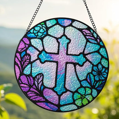 Sun Catcher Stained Glass Window Hanging 8 inch Suncatcher Wall Art Home Decor Sun Catchers Decoration for Garden Home Housewarming Gifts