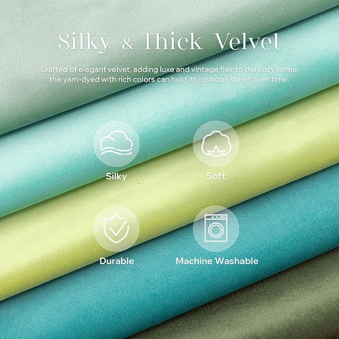 Phantoscope Pack of 2 Velvet Decorative Throw Decorative Pillow Cover Soft Solid Square Cushion Case for Couch Light Turquoise 20 x 20 inches 50 x 50 cm