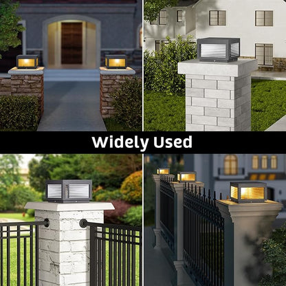 Outdoor Post Lights, 9.84" Column Pillar Light Hard Wired, Modern Fence Posts Lamp Waterproof 3000K Warm LED Lighting Lantern with E26 Bulb for Patio Driveway Garden Decoration