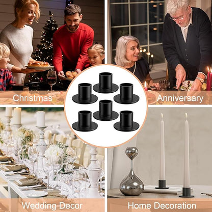 6 Pcs Black Candle Holder - Elegant Taper Candle Holders, Classic Candlestick Holders for Table Centerpiece, Festive Christmas Mantel Display or Sophisticated Home Decor