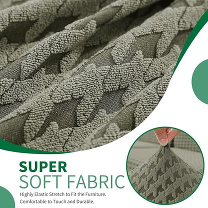 MAXIJIN Couch Cushion Covers for Sectional Sofa, Stretch Sofa Cushion Cover Washable Furniture Protector with Elastic Bottom & Non-Slip Strap for Pets Kids (1PC Seat Cover, Army Green)