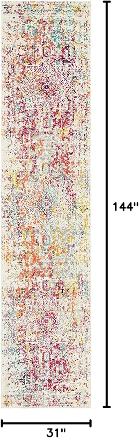 Rugs.com Arlington Collection Rug – 12 Ft Runner Multi Medium-Pile Rug Perfect for Hallways, Entryways