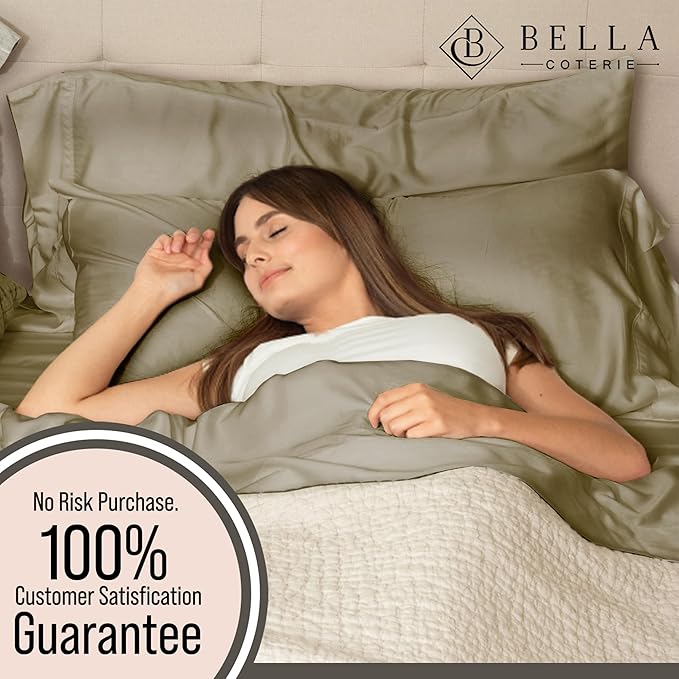 Bella Coterie Luxury Bamboo Viscose Twin Size Sheet Set | 100% Organically Grown | Ultra Soft | Cooling for Hot Sleepers | 18" Deep Pocket [Olive]