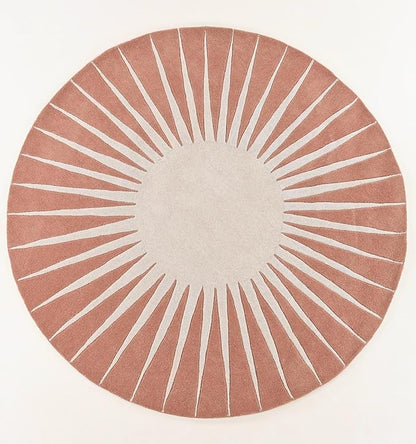 Modern Round Area Rug – Hand-Tufted with 100% NZ Wool, Thick & Soft Circular Carpet for Living Room, Bedroom & Dining Room Decor (Soft Pink, 7' Round)