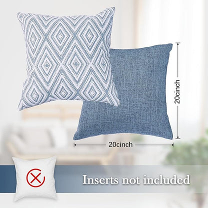 HPUK Decorative Throw Pillow Covers Set of 4 Couch Pillows Accent Cushion Cover for Couch Sofa Living Room, 20"x20" inches, Blue
