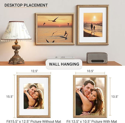Heimlove 11x14 Picture Frame,11 x 14 Solid White Oak Photo Frame Matted to 8x10 with Tempered Glass,11"x14" Handcrafted wood Frame,Vertical or Horizontal Wall Hanging,Art Photo and Prints,3 Pack