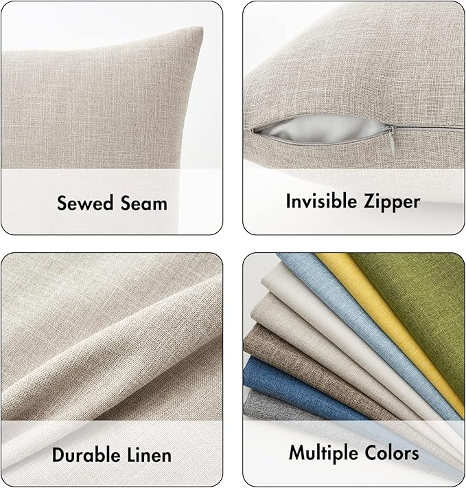 MIULEE Pack of 2 Decorative Linen Burlap Textured Pillow Covers Farmhouse Boho Accent Pillowcases Spring Home Decor for Couch Sofa Bedroom Living Room 16x16 Inch Taupe