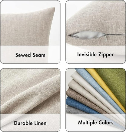 MIULEE Pack of 2 Decorative Linen Burlap Textured Pillow Covers Farmhouse Boho Accent Lumbar Pillowcases Spring Home Decor for Couch Sofa Bedroom Living Room 12x20 Inch Taupe