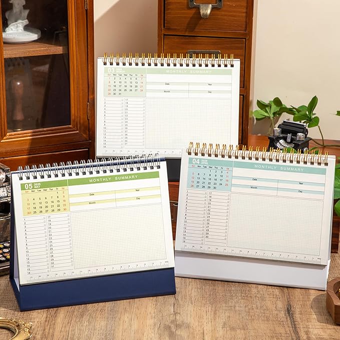 Small Desk Calendar 2025-2026, 18 Months Calendar Runs from Now to Dec 2026, Standing Flip Academic Year Desk Calendar with To-do List & Notes, Metal Ring Twin-Wire Binding with Stickers, Monthly Desktop Calendar for Home Office (Blue)