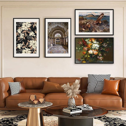 upsimples 24x36 Picture Frame Set of 5, Display Pictures 20x30 with Mat or 24x36 Without, Wall Gallery Photo Frames, Black