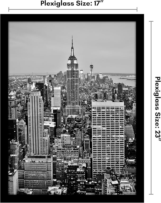 Americanflat 17x23 Picture Frame with Polished Plexiglass - Black Picture Frame - Wide Photo Frames Made of Engineered Wood for Vertical or Horizontal Wall Display - Epic Collection - Black