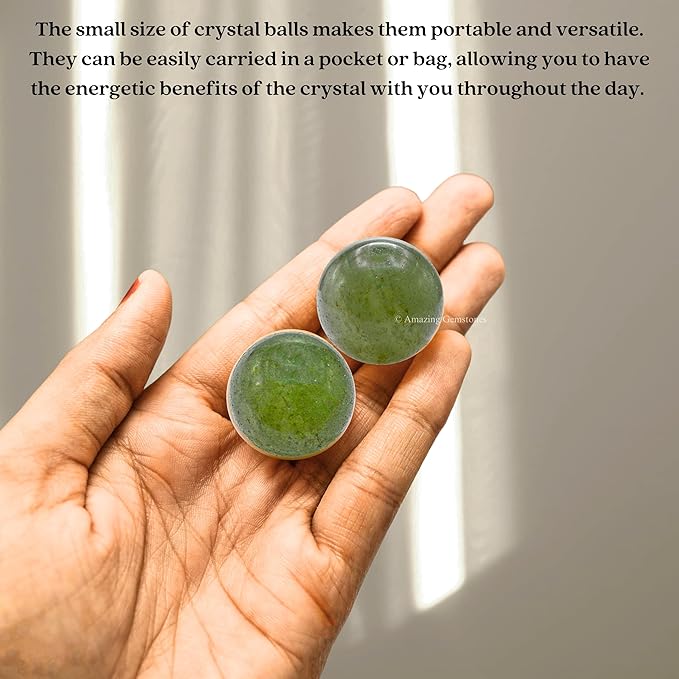 Amazing Gemstone Green Aventurine Crystal Ball - 1 Inches Crystal Sphere Meditation Balls for Witchcraft and Decorative Balls - Crystals and Healing Stones Beginners Gift (Pack of 1)