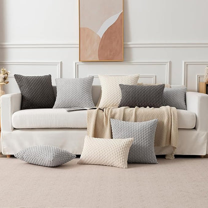 Kevin Textile 14x22 Inch Pillow Cover 1 Pack Boho Decorative Soft Striped Corduroy Lumbar Farmhouse Accent Rectangle Cushion Case for Living Room Couch Sofa Bed, Dark Grey