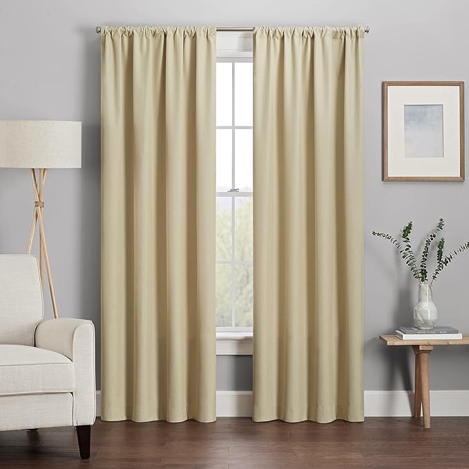 ECLIPSE Kendall Modern Blackout Thermal Rod Pocket Window Curtain for Bedroom or Living Room (1 Panel), 42 X 54, Cafe
