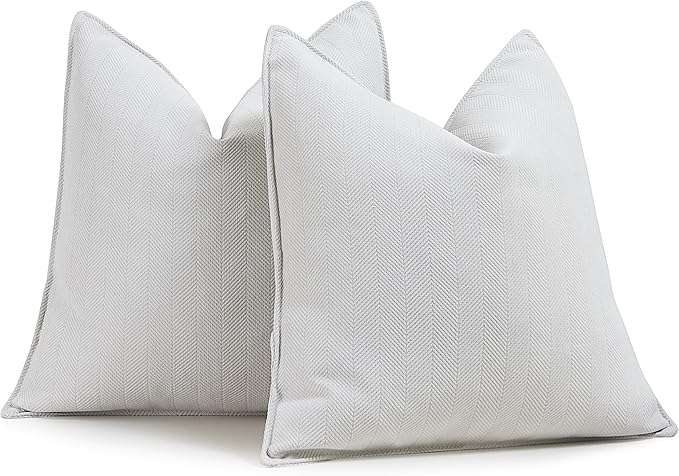 ZWJD Cream Pillow Covers 22x22 Set of 2 Chenille Throw Pillow Covers with Elegant Design Soft and Luxurious Decorative Throw Pillows for Couch, Bed, and Home Decor