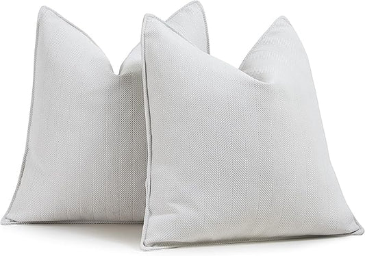 ZWJD Cream Pillow Covers 16x16 Set of 2 Chenille Throw Pillow Covers with Elegant Design Soft and Luxurious Decorative Throw Pillows for Couch, Bed, and Home Decor