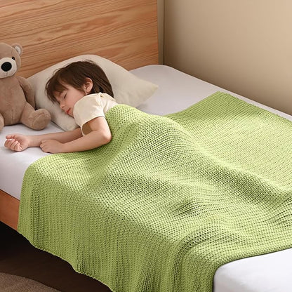 Guohaoi Knitted Weighted Blanket Kids (Light Green 36"x48" 5lbs) No Beads Cooling Heavy Blanket, Home Decor Breathable Chunky Knit Throw Blanket for All-Season Use