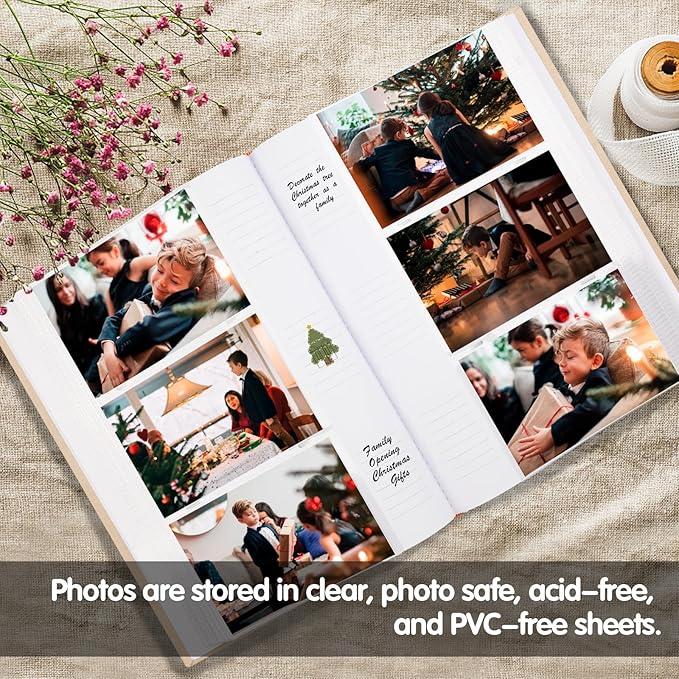 XFveiwoo Photo Album 4x6 450 Photos with Writing Space,4 x 6 Photo Book Linen Cover with Front Window, 4x6 Picture Album 450 Photos Photo Album Book for Wedding Kids Travel Family Baby Pictures, Beige