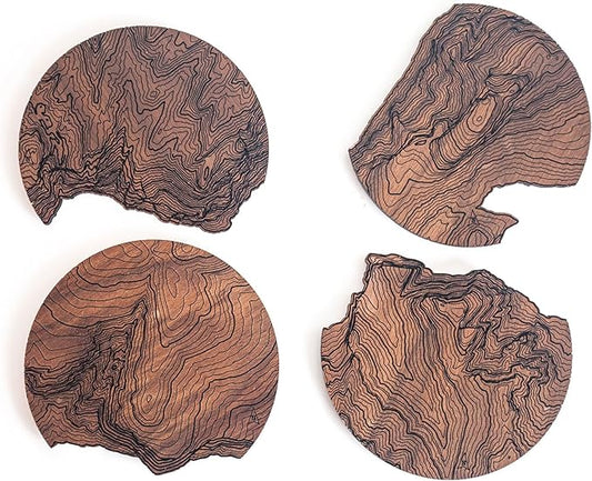 Yosemite National Park Wooden Coasters | El Capitan, Half Dome, Cathedral Rocks, Yosemite Village.