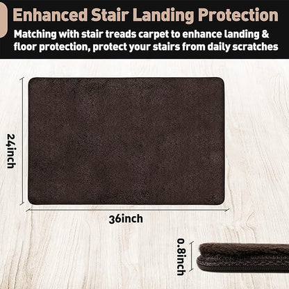 PURE ERA Carpet Stair Tread Landing Mat Area Rug Ultra Plush Shag Soft Non Slip Skid Resistant Tape Free Indoor Doormat Washable Reusable Dark Brown 2' X 3'