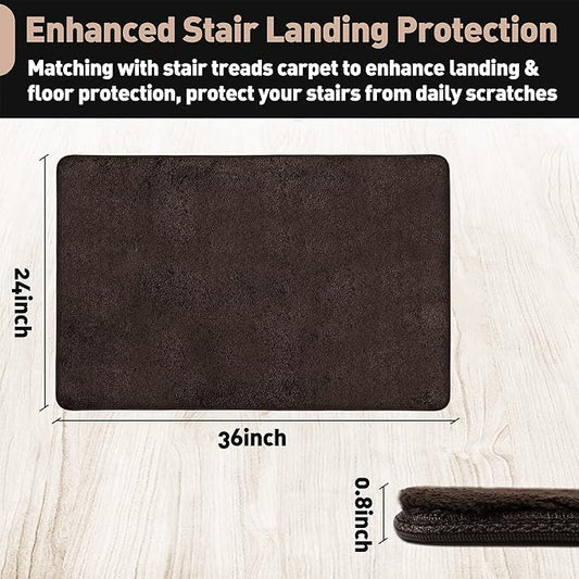 PURE ERA Carpet Stair Tread Landing Mat Area Rug Ultra Plush Shag Soft Non Slip Skid Resistant Tape Free Indoor Doormat Washable Reusable Dark Brown 2' X 3'