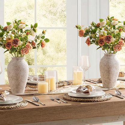 Ceramic Flower Vase Home Decor - Large Tall Farmhouse Table Vases Rustic Vintage Living Room Kitchen Bedroom Decorations for House Book Shelf Office Coffee Desk Dining Fireplace (11" Retro)