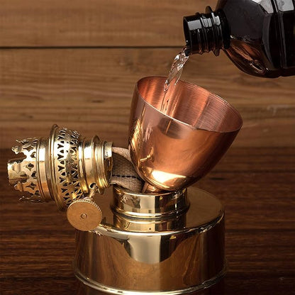 Brass Oil Lamp - 13” Extra-Bright Hurricane Lamp with Antique-Style Brass Body and Glass Chimney - Decorative Kerosene Lantern with Adjustable Wick - Oil Lamps for Indoor Use by Kings County Tools